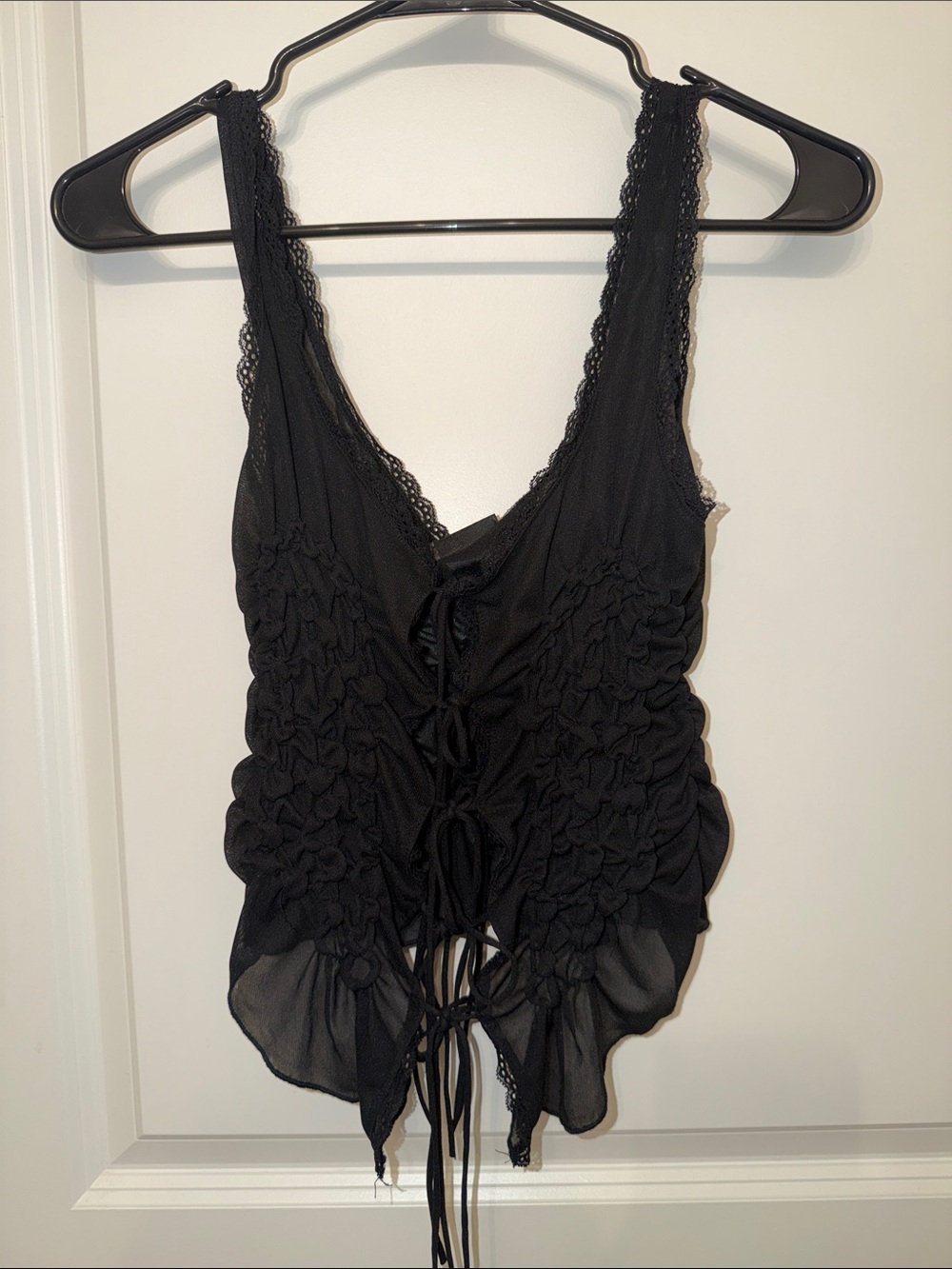 Zara Black Lace Tie-Front Top Size S